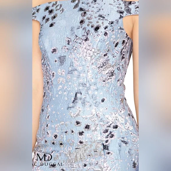 Sparkling off-the-shoulder seamed mermaid gown designed by Mac Duggal - Picture 2 of 14